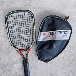 Vintage DP Leach Graphite 250 Bandido Racquetball Racket w/ Case